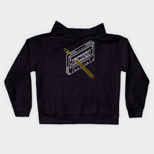 Rewind audio cassette with pencil Kids Hoodie